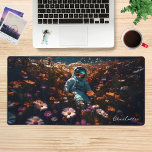 Astronaut In Daisy Wildflowers Personalised Name Desk Mat<br><div class="desc">Astronaut In Daisy Wildflowers Personalised Name Desk Mat features an astronaut sitting in a field of daisies and wildflowers. Perfect gift for space lovers and personalised with your custom name. Give a fabulous custom made gift to family and friends for birthday, Christmas, holidays, Mother's Day, Grandparents, sister, wife, partner, best...</div>