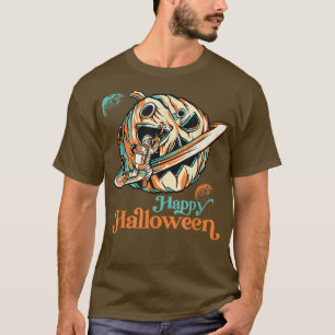 Astronaut in Outer Space Pumpkin Planet Happy Hall T-Shirt