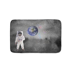 Astronaut in Outer Space Viewing Planet Earth Bath Mat
