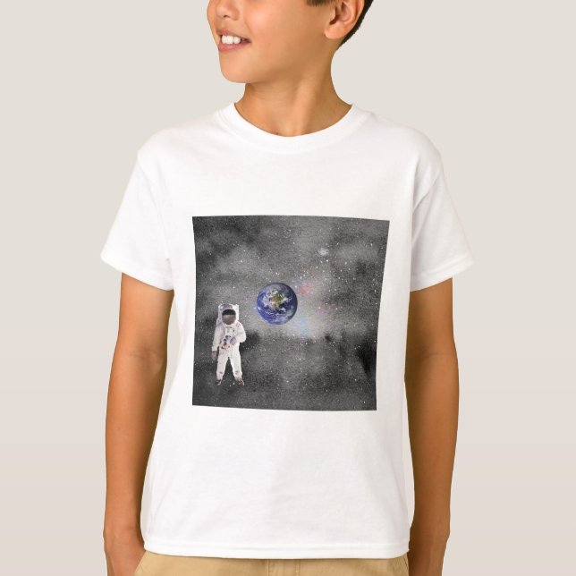 Astronaut in Outer Space Viewing Planet Earth T-Shirt (Front)