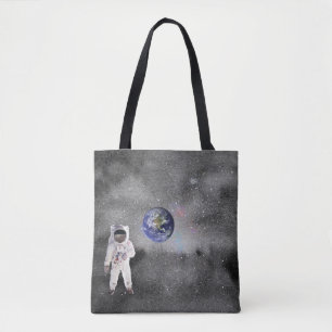 Astronaut in Outer Space Viewing Planet Earth Tote Bag