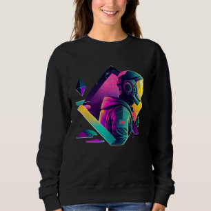 Astronaut in Space Aesthetic Wave Planet Eclipse   Sweatshirt