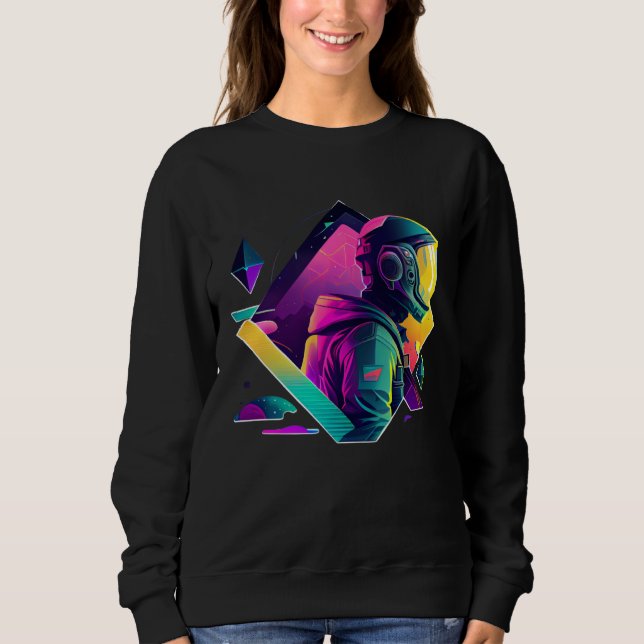 Astronaut in Space Aesthetic Wave Planet Eclipse   Sweatshirt (Front)