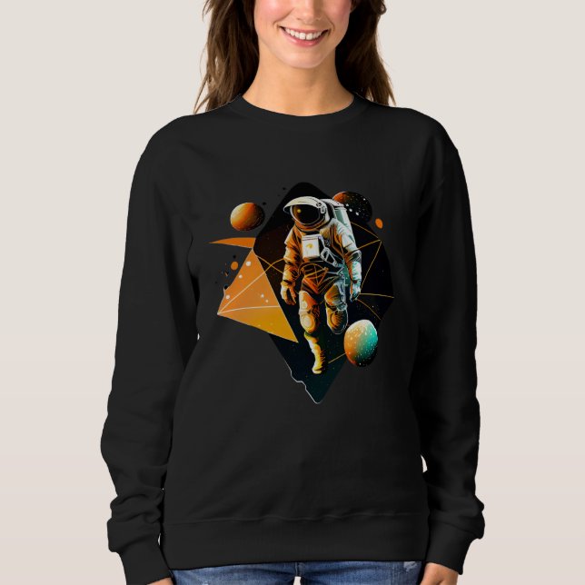 Astronaut in Space Aesthetic Wave Planet Eclipse   Sweatshirt (Front)