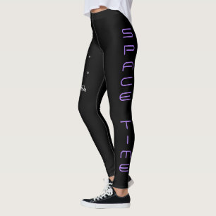 Astronaut In Space - Art in Black, White & Purple Leggings