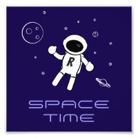 Astronaut In Space - Art in Purple, Black & White