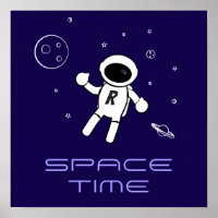 Astronaut In Space - Art in Purple, Black & White