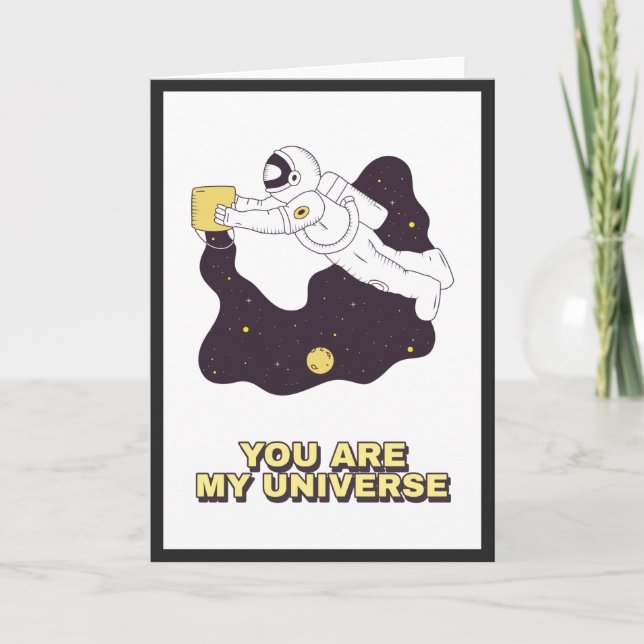 Astronaut in Space Cosmic Valentine's Day Universe Card (Front)