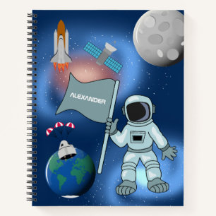 Astronaut in Space Galaxy Personalised Name Notebook