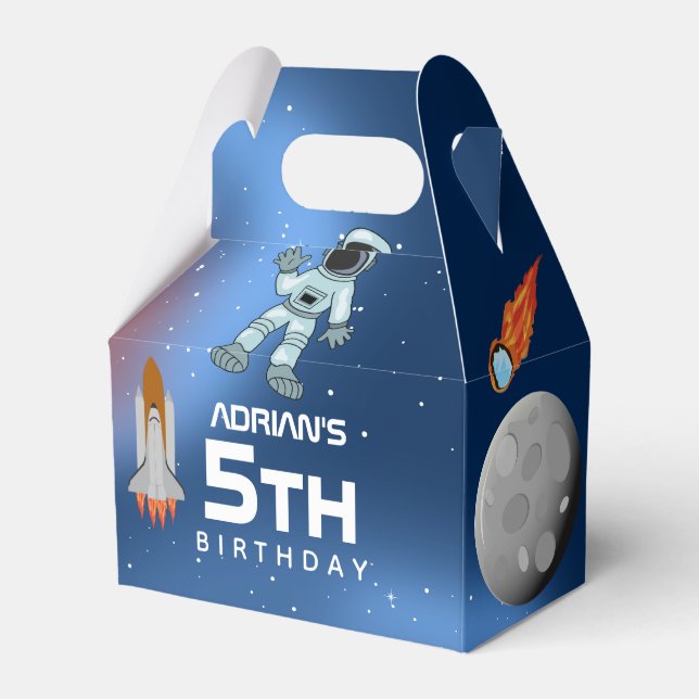 Astronaut in Space Galaxy Theme Birthday Party Favour Box (Front Side)