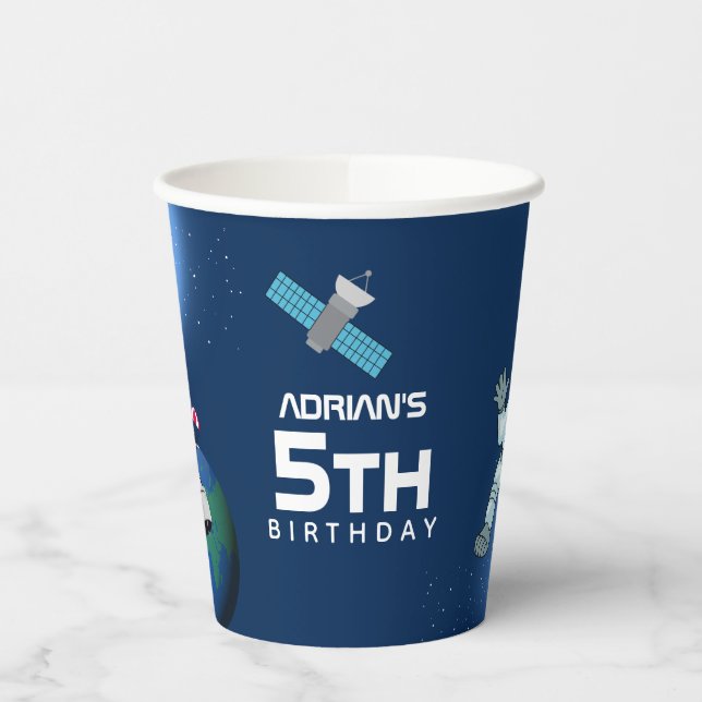 Astronaut in Space Galaxy Theme Birthday Party Paper Cups (Left)
