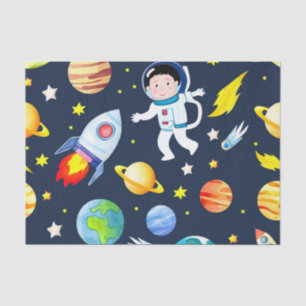 Astronaut in Space Planets and Rockets Pattern Tissue Paper