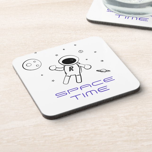 Astronaut In Space - Sketched Art in Black & White Coaster (Left Side)