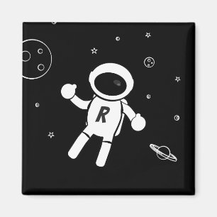 Astronaut In Space - Sketched Art in Black & White Magnet