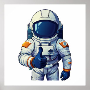 astronaut in space suit showing thumb up  poster