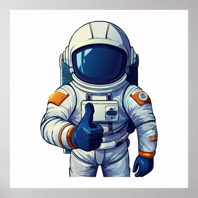 astronaut in space suit showing thumb up  poster (Front)