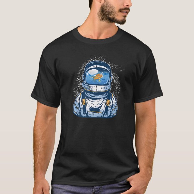 Astronaut In Space With A Fishbowl As A Helmet T-Shirt (Front)