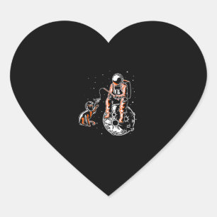 Astronaut In Space With Cat Funny Cat Lover Heart Sticker