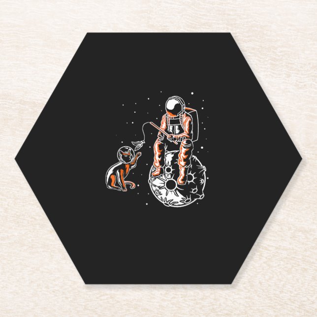 Astronaut In Space With Cat Funny Cat Lover Paper Coaster (Front)