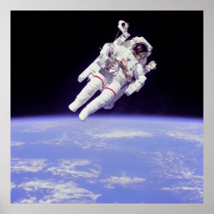 Astronaut in Space with Manned Manuevering Unit Poster