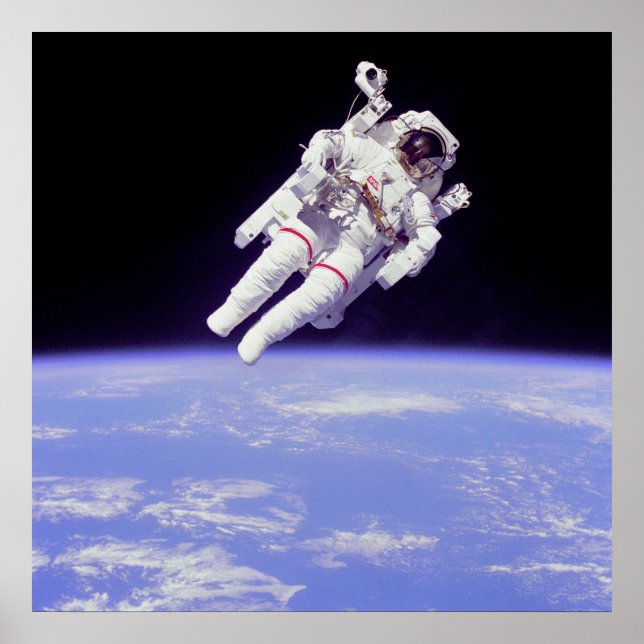 Astronaut in Space with Manned Manuevering Unit Poster (Front)