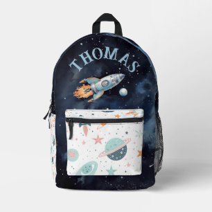 Astronaut in Space with Planets, Spaceships, Stars Printed Backpack