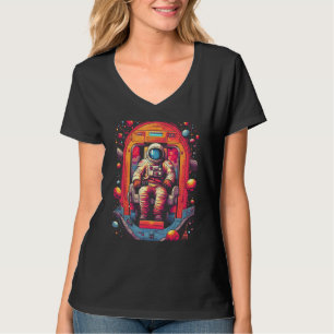 Astronaut in Spaceship   Retro Space & Planet Art  T-Shirt