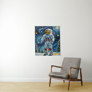 Astronaut in Winter Forest Tapestry