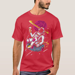 Astronaut Inner Tube Drinking Lounging Outer Space T-Shirt