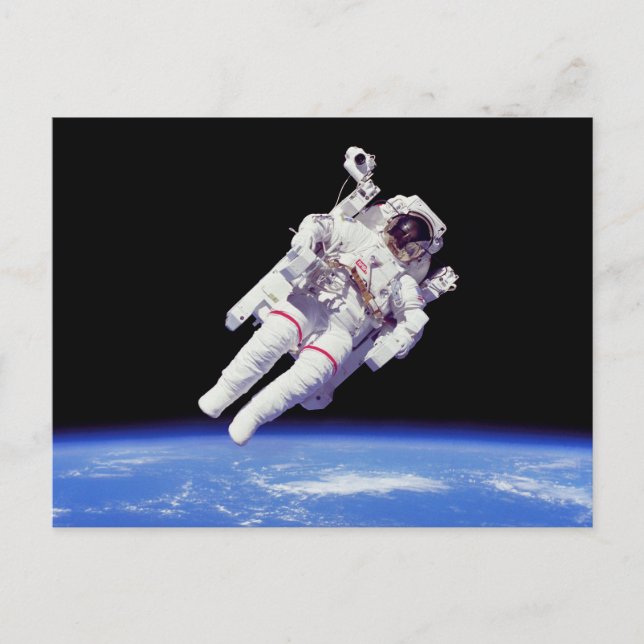 Astronaut Jetpack Spacewalk Earth Orbit Photo Postcard (Front)