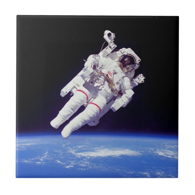 Astronaut Jetpack Spacewalk Earth Orbit Photo Tile (Front)