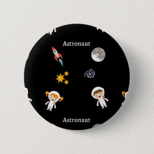 Astronaut job pattern on black 6 cm round badge