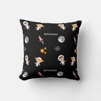 Astronaut job pattern on black cushion