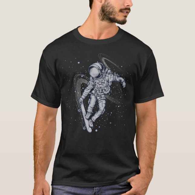 Astronaut Journeying On A Skateboard T-Shirt (Front)