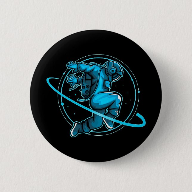 Astronaut Jumping Dancing Around Saturn Artwork | 6 Cm Round Badge (Front)