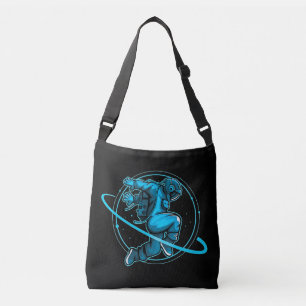 Astronaut Jumping Dancing Around Saturn Artwork   Crossbody Bag