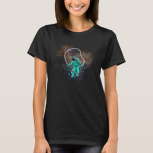 Astronaut Jumping Rope in Outer Space by Nebula T-Shirt