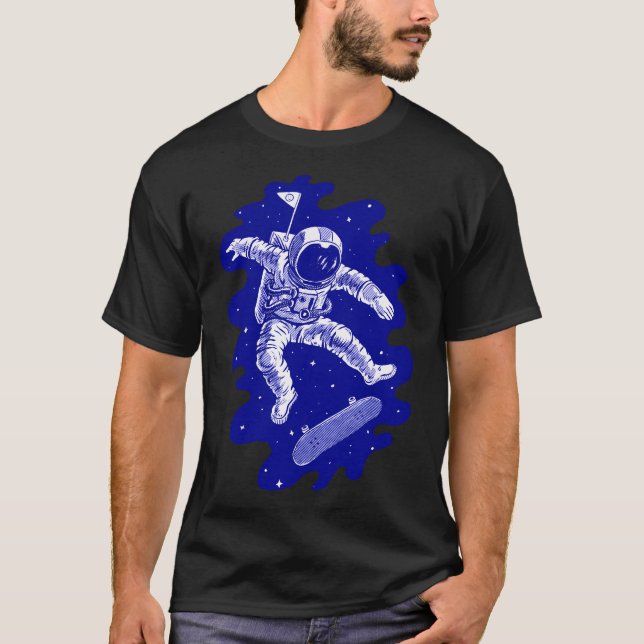Astronaut Kickflip In Space T-Shirt (Front)