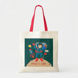 Astronaut kid birthday party tote bag