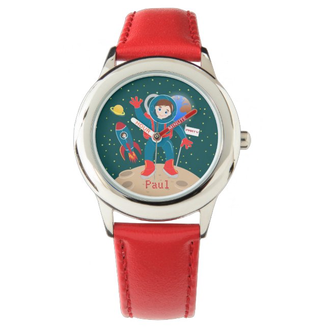 Astronaut kid on the moon birthday party watch (Front)