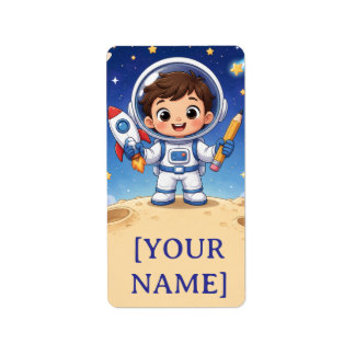 Astronaut Kid Ready to Explore School Notebook Label
