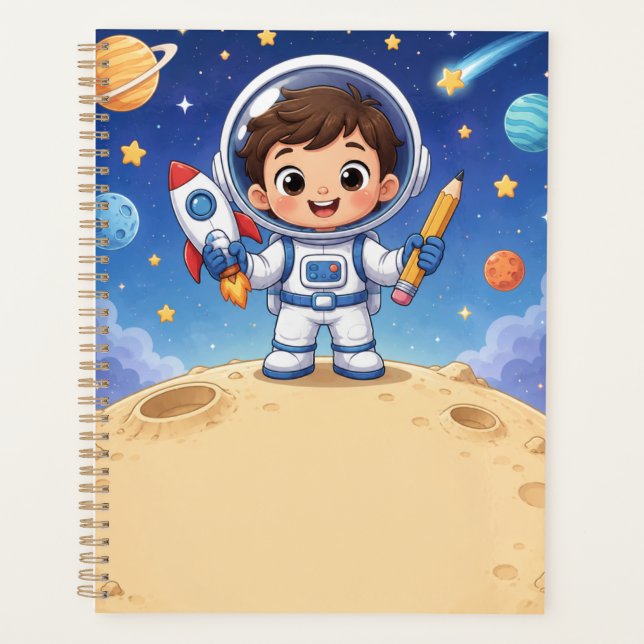 Astronaut Kid Ready to Explore School Notebook Planner (Front)