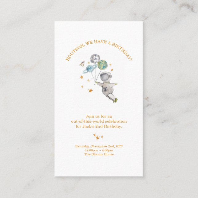 Astronaut Kids Birthday Invitation | Space Party (Front)