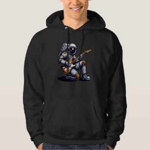 Astronaut Kneeling While Playing Electric Guitar Hoodie