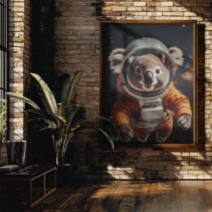 Astronaut Koala Space Nursery Poster 