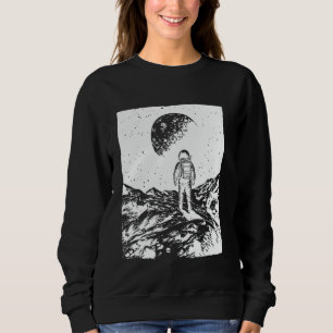 Astronaut looking at the Moon Space and Galaxy Exp Sweatshirt