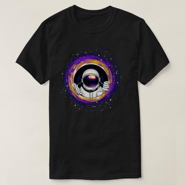 Astronaut Looking From A Blackhole  T-Shirt (Design Front)
