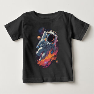 Astronaut Lost in Galaxy Background Baby T-Shirt