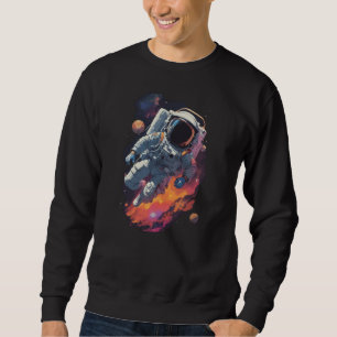 Astronaut Lost in Galaxy Background Sweatshirt