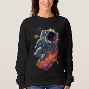 Astronaut Lost in Galaxy Background Sweatshirt